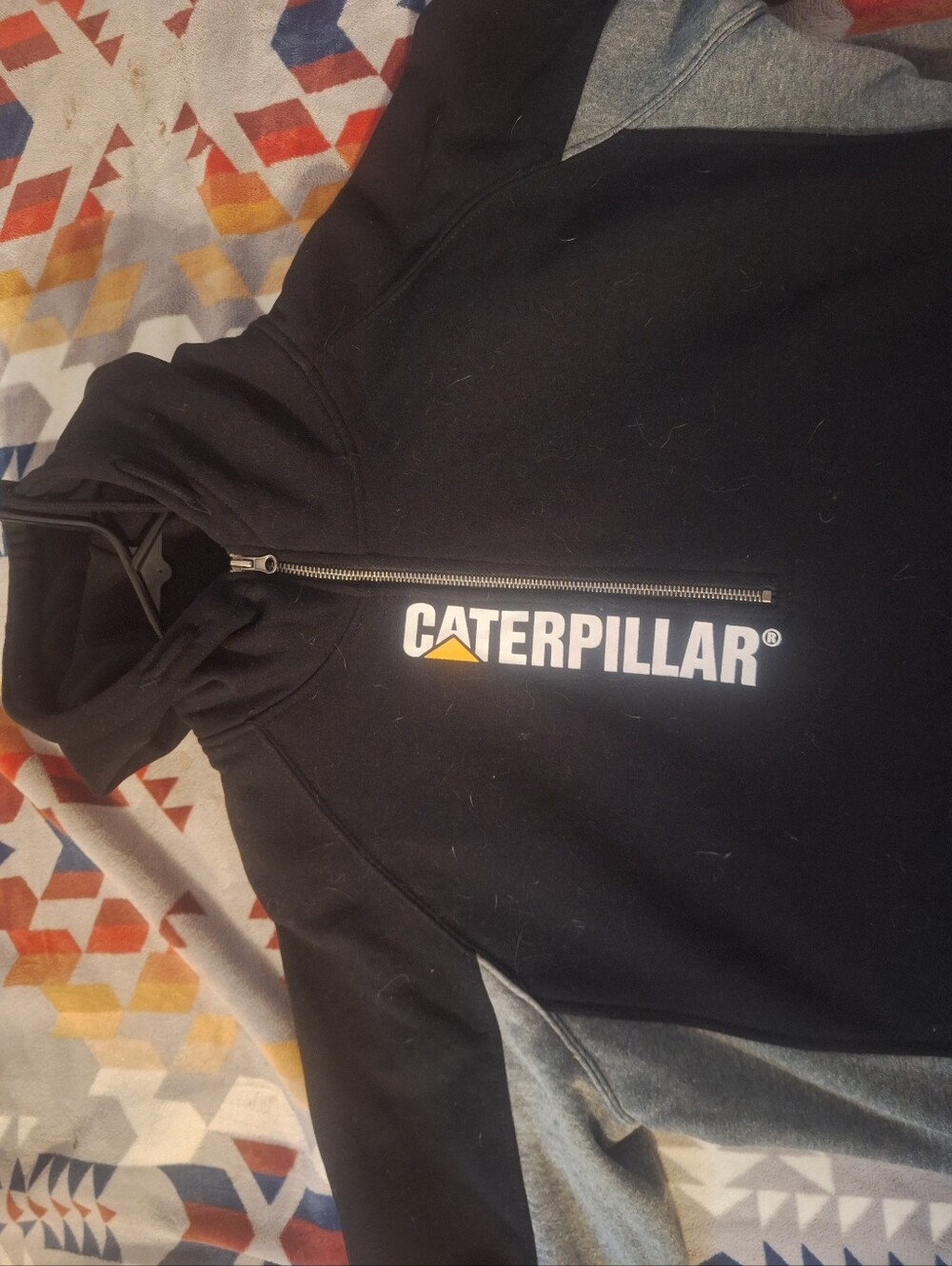 Caterpillar Black Zip-Up Hooded Sweater with White & Yellow Logo - Picture 5 of 6